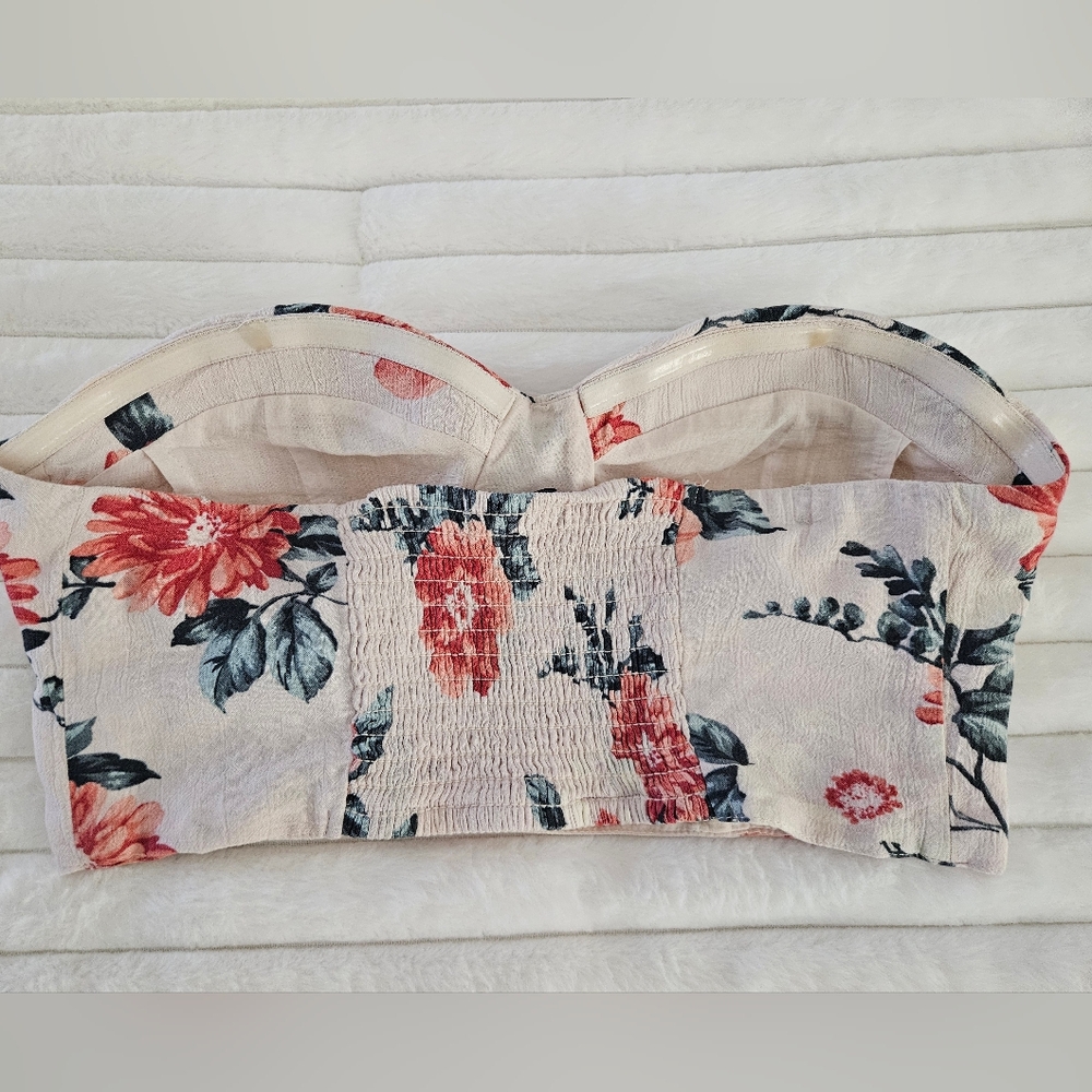 American Eagle 2 Piece Maxi Skirt & Bralette Set Cream Vibrant Floral Womens S/M - Picture 6 of 14